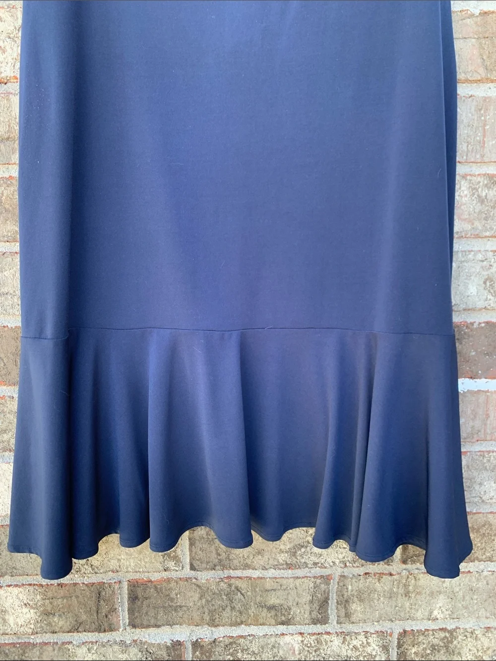 Take 50% OFF- George Stretch Navy Flounce Hem Skirt - Women, Size-L